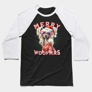 Funny Chinese Crested Dog Santa  Christmas Design Baseball T-Shirt